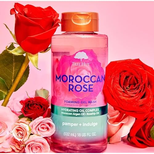 Tree Hut Moroccan Rose Shea Sugar Scrub, Exfoliating & Hydrating Body Scrub with Shea Butter & Essential Oils, Smooth & Soften Skin, Holiday Gift & Stocking Stuffer, 18 oz