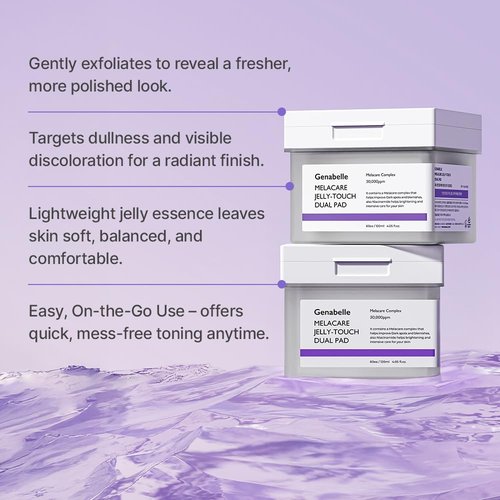 Genabelle Melacare Jelly Touch Dual Pad – Radiance-Boosting & Hydrating Toner Pads with Niacinamide & Tranexamic Acid – Targets Dark Spots and Hyperpigmentation – 4.05 fl oz