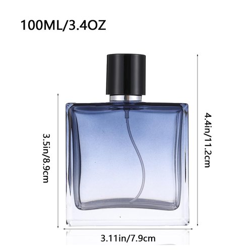 Enslz Refillable Cosmetic Spray Perfume Bottle, Empty Glass Fine Mist Atomizer Essential Oil Container for Travel 100ml /3.4oz (100ml)