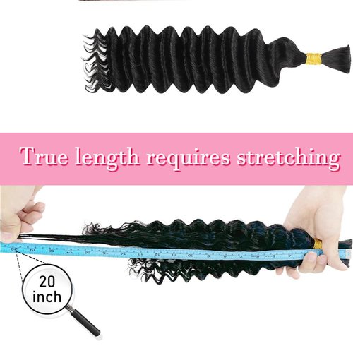 AKONSOUL Human Braiding Hair Deep Wave Bulk Human Hair Braiding 3 Bundles/Pack 110g 16 Inch No Weft Brazilian Virgin Curly Human Hair Extensions for Boho Braids Wet and Wavy Human Braiding Hair