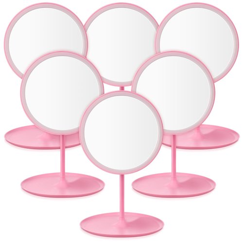 DoubleFill 6 Pcs Spa Party Mirror Spa Party Supplies Sleepover Favors Accessory Make up Table Mirror for Sleepover Slumber Birthday Favors Adult Women Gift(Pink)
