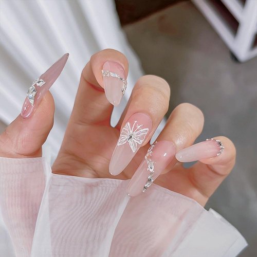 Aurora Shell Butterfly Nail Stickers White Butterflies Nail Art Stickers Jelly Relief Butterfly Stickers Nail Decals Y2K Butterfly Sticker Nails Nail Design Nail Accessories for Nail Art Supplies