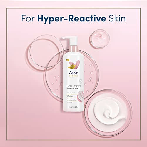 Dove Body Love Body Cleanser Reaction-Prone Skin 3 Count Hyper-Reactive Skin Balance for Ultra-Sensitive Fragrance Free Body Wash with Only 12 Ingredients 17.5 oz