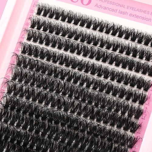 Lashes Clusters Kit Gift Packs 3 Styles 760Pcs with 2X Bond&Seal Volume Soft False Eyelash Extension 80D+100D D Curl Wispy Natural DIY Individual Fake Eyelashes Box for Beginners Bulk Pack