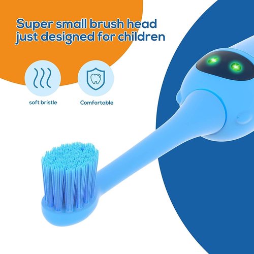 NBGRLVS Sonic Electric Toothbrush for Kids, 2 Modes with Memory, 2 Min Timer, Fun&Easy Clean, IPX7 Waterproof Rechargeable Kids Toothbrush for Age 3+, 3 Dupont Soft Bristles(Blue)