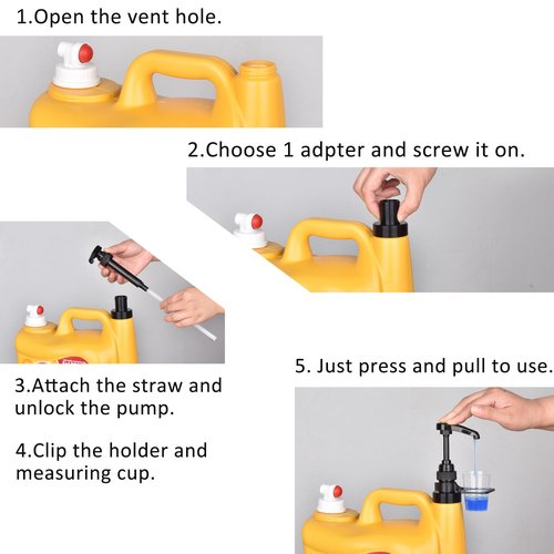 Vent Hole Pump for Liquid Laundry Detergent Bottle Dispenser Pump with Cup Holder and Measuring Cup, Ideal for Laundry Room Accessories Storage Organization, Made to Fit All, 1 Pack, Black