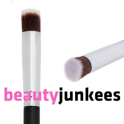 Mini Flat Top Under Eye Concealer Brush + Mini Tapered Kabuki Brush -Beauty Junkees Soft Synthetic Bristles for Applying, Blending, Buffing, Sculpting Powder, Liquid, Cream, Minerals, Cruelty Free