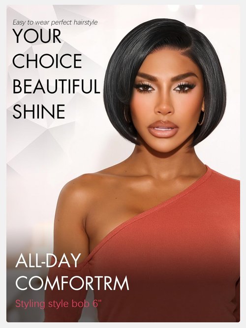 GPOP Short Bob Wig Human Hair Straight Glueless Wigs Human Hair Pre Plucked Pre Cut 250 Density 5x5 HD Lace Glueless Drawstring Pixie Cut wigs for Women Natural Color