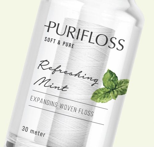 PURIFLOSS Premium Expanding Woven Dental Floss – PTFE & PFAS Free – Mint Flavor & Strawberry Scent, Eco-Friendly, Vegan, Cruelty-Free – Dentist Recommended – 33 Yards (4-Month Supply)