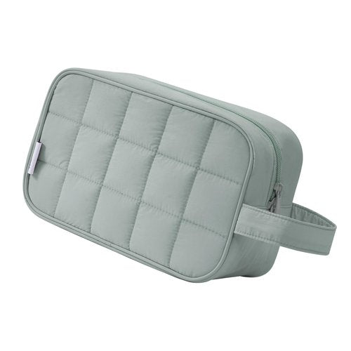 Narwey Quilted Makeup Bag Puffy Make up Bag Cosmetic Bag Organizer, Puffer Travel Toiletry Bag for Traveling Women Girl, Travel Bag for Toiletries, Skincare Medicine Bags (Sage Green)