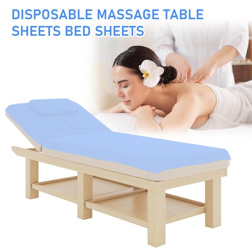100 Pcs/Pack Disposable Bed Sheets, 31" x 71" Non Woven Massage Table Sheets Covers for Spa, Beauty Salon, Tattoos, Hotels, Travel (Blue)