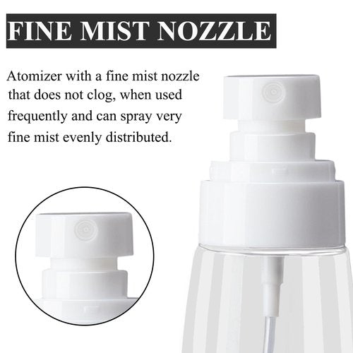 DNSEN 3 Pack Spray Bottle 2oz/60ml Empty Small Fine Mist Clear Travel Size Bottles Water Spray Bottle for Hair Face Plants
