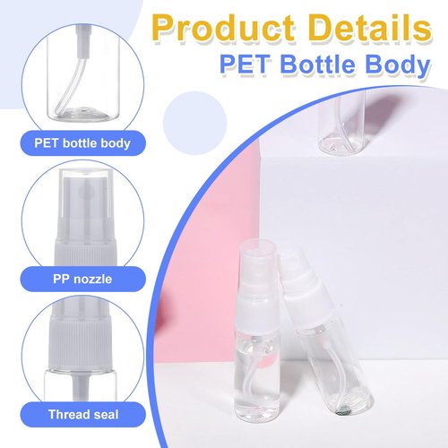 SYBL 12Pcs 10ml/0.3oz Empty Refillable Clear Plastic Fine Mist Spray Bottles Travel Cosmetic Sample Atomizer Containers Vials for Perfume Moisturizer Cleaning Water