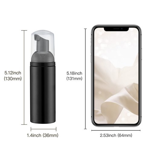 2oz Foam Pump Bottle (30PCS) Empty Travel Foaming Dispenser for Hand Soap, Lash Cleanser, Shampoo (60ml, Black