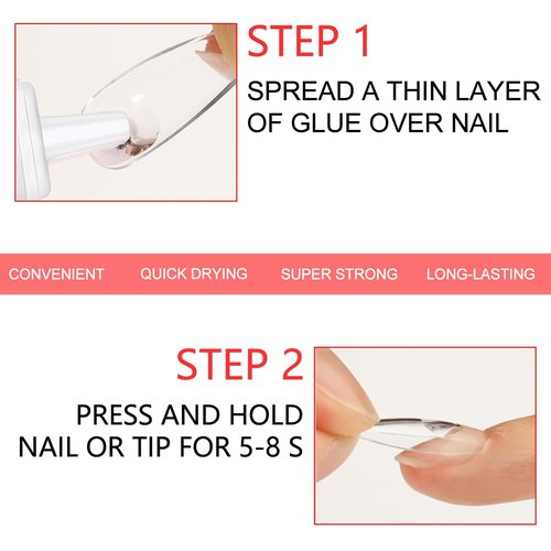 4PCS Semi Solid Nail Glue for Press On Nail,Super Strong & Quick Drying Nail Glue for Fake Acrylic Nails & Nail Tips Professional Nail Gel for Stick On Broken Nails No Need for UV Lamp - Long Lasting