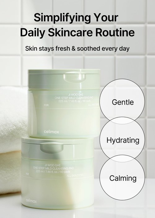 celimax One Step Mild Cleansing Pad (60pads) | Easy One-step Makeup Remover, Cleansing Water Pads, Big Size, Face Wash Cleanser, Hydrating, Soothing, Moisturizing, Korean Daily Skincare