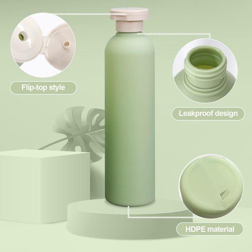 Harewu 4Pcs 8.8oz Flip Top Squeeze Bottles,Reusable and Refillable Leak Proof Travel Bottles,For Lotions,Facial Creams,Shampoos,Hair Conditioner (Green+Blue)