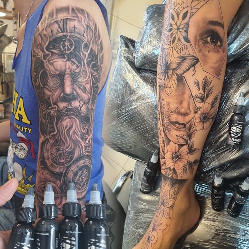 Mummy USA Custom Tattoo Ink Whitewash Set,4 Bottles(1oz Each),Evenly Long Lasting Vibrant and Bright,No Irritation