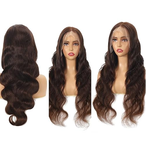 13X6 Chocolate Brown Body Wave Lace Front Wigs Human Hair Wig 200% Density HD Transparent Lace Frontal Wigs Human Hair Pre Plucked With Baby Hair