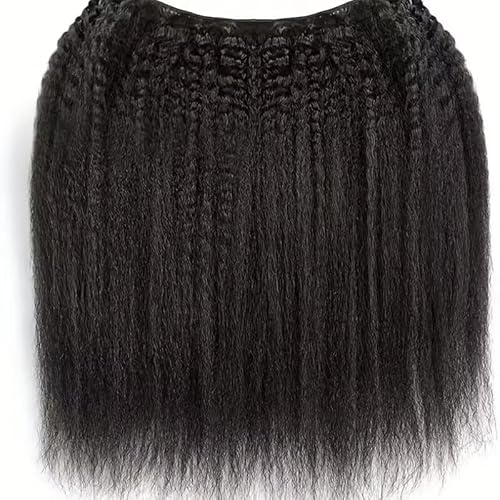 Kinky Straight Bundles 16 18 20 Inch 3 Bundles Kinky Straight Human Hair Bundles 12A 100% Unprocessed Brazilian Virgin Yaki Straight Bundles Hair Extension For Women Black Color