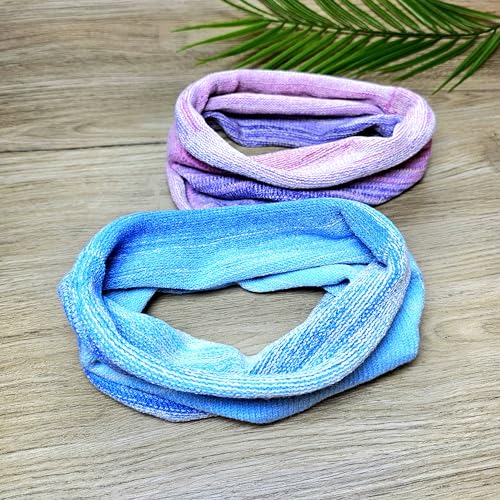 2PCS Handmade Wide Tube headwrap Headband for dreadlocks, braids or regular hair Knitted headband for Men and Women Hiking Gaiter Hair Wrap Headbands for Dreads (Purple Blue)