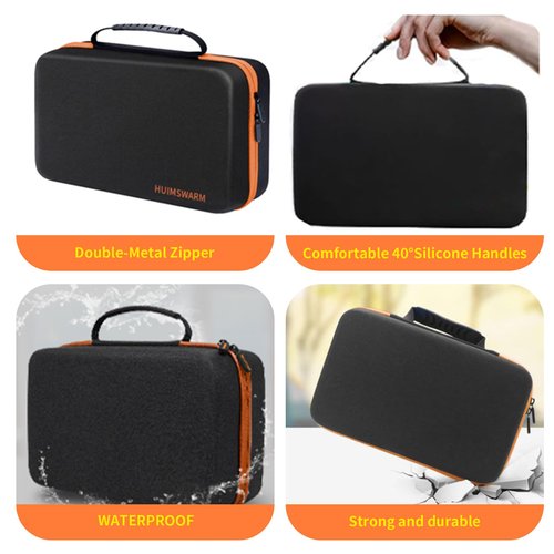 HUIMSWARM Barber Supplies Case for Most Hair Clippers, Scissors, Combs, Charging Cables, and Other Accessories - Hard Travel Case, Black