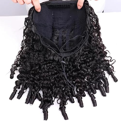 Half Wig Human Hair for Women 24 Inch Burmese Curly Glueless Clip-In Wigs 250% Density 3 IN 1 Half Wigs Flip Over Beginner Friendly Go Drawstring Wig No Glue No Sew Natural Color & Easy Install