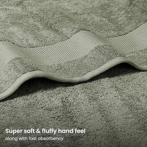 BIOWEAVES 100% Organic Cotton 700 GSM Plush Premium Washcloths 13" x 13" GOTS Certified, Face Towels Perfect for Home & Bathroom - Sage, Pack of 12