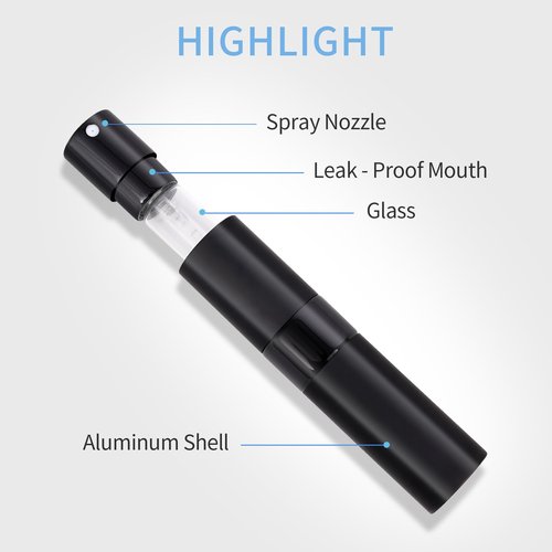 Putmhim 3Pcs 8ml Cologne Travel Bottle, Perfume Atomizer, Refillable Perfume Sprayer, Twist Up Perfume Bottle, Mini Perfume Dispenser（Black）