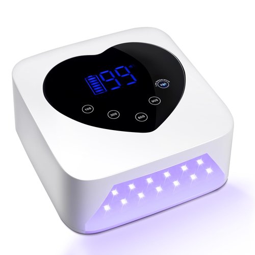 Cordless UV Led Nail Lamp, 72W UV Nail Light for Nail Polish, Rechargeable Nail Dryer, Heart Nail Lamp with 5 Timer and LCD Display, Professional Nail Lamp for Valentines Day Gifts and Nail Salon