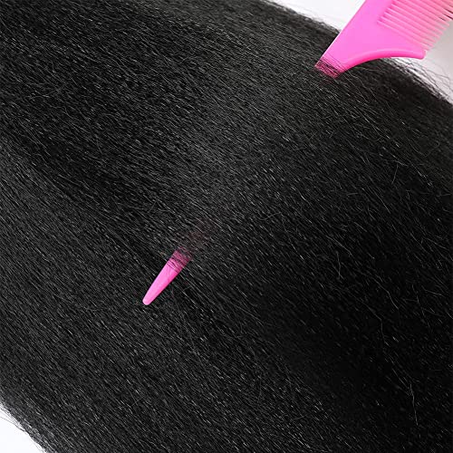 Braiding Hair Pre stretched Natural Black 26'' 8 Packs Long Braiding Hair, Natural Braid Crochet Hair Hot Water Setting Professional Soft Yaki Texture (26inch,1B#)