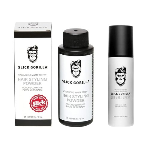 Slick Gorilla Men's Hair Styling Duo – Texture Powder (20ml) and Sea Salt Spray (200ml) | All-Day Hold, Matte Finish, Lightweight Volume & Texture