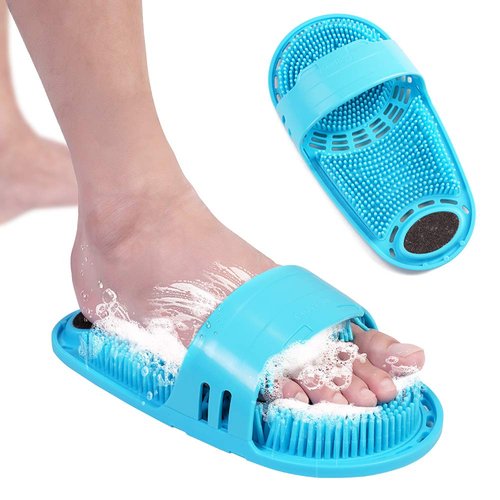 meidong Silicone Shower Foot Scrubber Personal Foot Massage and Cleaning, Non-Slip Foot Scrubber for Men and Women (1PCS Blue)