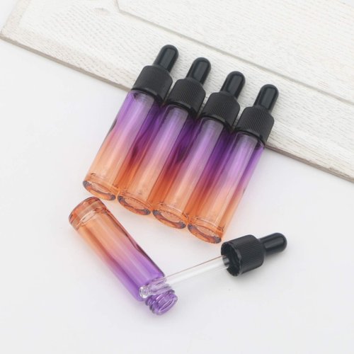 Ellbest 14pcs 10ml Essential Oil Glass Dropper Bottle Colorful Glass Vilas with Eye Dropper for Travel, Carrying Outside (Purple Orange Gradient)