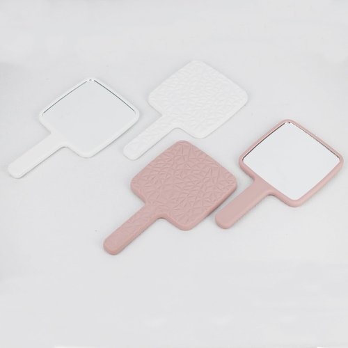 YCHMIR Square Hand Held Mirror Hand Mirror Travel Mirror Diamond Pattern 9 x 5.1 inch Pink