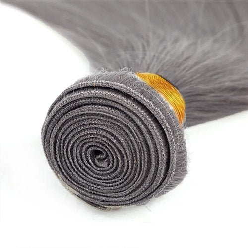 Grey Bundles Straight Bundles Human Hair 26 Inch Unprocessed Brazilian Virgin Weave Hairs Gray 1 Bundle 50 Gram Per Bundle Human Hair Extensions