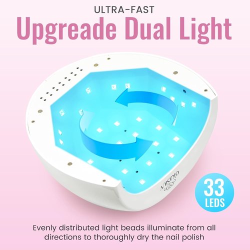Okasiuv Rechargeable UV LED Nail Lamp with Diamond Design & Touch Control - 3 Timer Settings, Fast Curing for All Gel Polishes, Portable UV Nail Dryer for Professional Salon & Home (Pink)