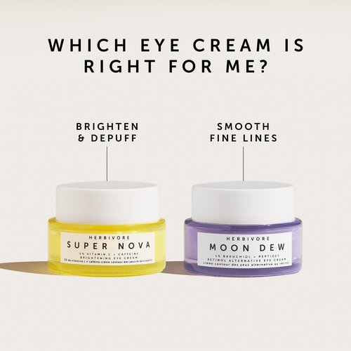 HERBIVORE Moon Dew 1% Bakuchiol + Peptides Retinol Alternative Anti Aging Eye Cream Reduces Fine Lines, Wrinkles & Puffiness, Plant-based, Vegan, Cruelty-free, 15mL / 0.5 oz