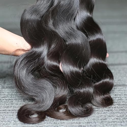 12A Body Wave Bundles Human Hair 24 24 26 26 Inch 4 Bundles Human Hair Unprocessed Brazilian Body Wave Hair Extensions for Women Natural Black