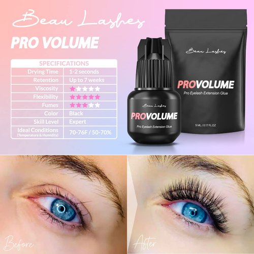 Sky Glue S+ 2 Pack & Pro Volume Eyelash Extension Glue | Professional Black Adhesive | Long Lasting Semi Permanent Lash Extensions | Super Strong & Fast Drying (1-2s) | 7+ Weeks Retention | 3 x 5ml