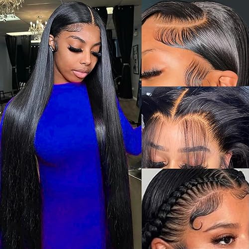 34 Inch 13x6 Lace Front Wigs Human Hair Pre Plucked 180 Density Straight HD Lace Front Wigs Human Hair 13x6 Lace Frontal Straight Human Hair Wigs for Women Glueless Wigs Human Hair