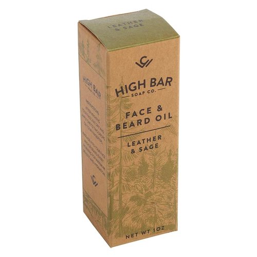 COLE WHEELER Vegan Leather & Sage Fragrance Face and Beard Oil, Natural Moisturizing, Vegan, Animal Fat Free, 1oz