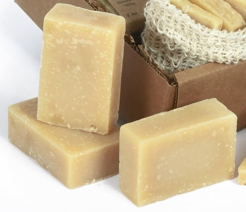 Pure Castile and Artisan Bar Soap Handmade with 100% Fair Trade Organic Oils, Cold Process Bars with Soap Saver Eco Scrub Bag by BeeTheLight (30 ounces w/Soap Saver Bag, Unscented Castile)