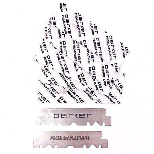 Parker PTABK Adjustable Stainless-Steel Barber Razor | 3 Blade Exposures (Low/Medium/High) | Straight Shavette with 5 Premium Platinum Refills | Black Stainless Steel Handle