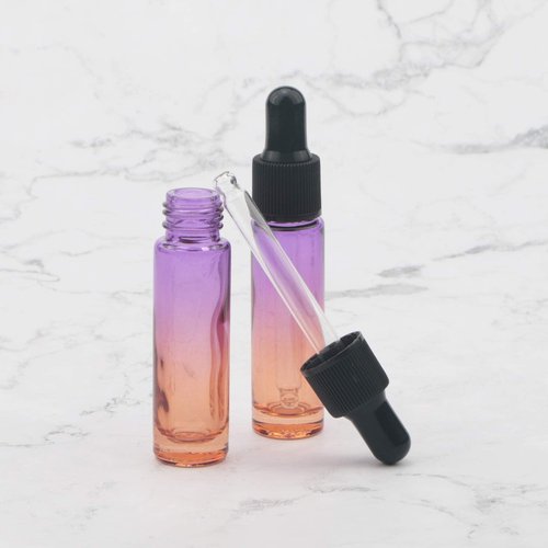 Ellbest 14pcs 10ml Essential Oil Glass Dropper Bottle Colorful Glass Vilas with Eye Dropper for Travel, Carrying Outside (Purple Orange Gradient)