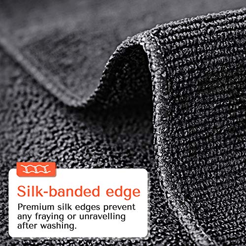 TASALON Microfiber Hair Towel for Salon - 10 Pack - 29 x 16 Inches, Quick Dry and Ultra-Soft Facial Towels with Soft Absorbant - Black