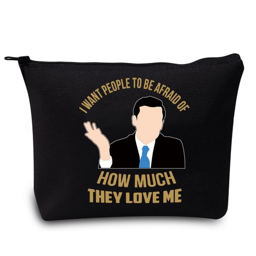 LEVLO Michael Scott Cosmetic Makeup Bag The Office Fans Gift I Want People To Be Afraid Of How Much They Love Merch Black
