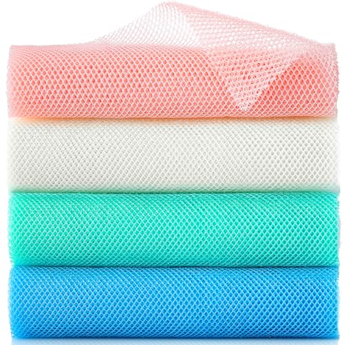 4 Pieces African Exfoliating Net, Long African Net Sponge, Nylon African Net Cloth, Exfoliating Washcloth, Body Scrubbers for Use in Shower, Back Scrubber Skin Smoothers for Bath (Multicolor 4)
