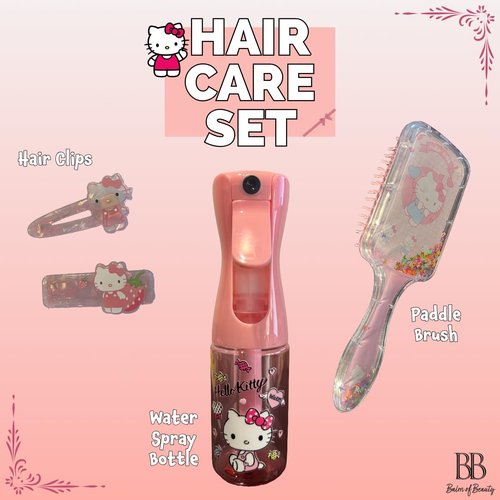 Balm of Beauty Hair Care Set Continuous Water Spray Bottle Brush Hair Clips Cute Kawaii Cartoon Dog Bunny Cat (Pink Kitty)