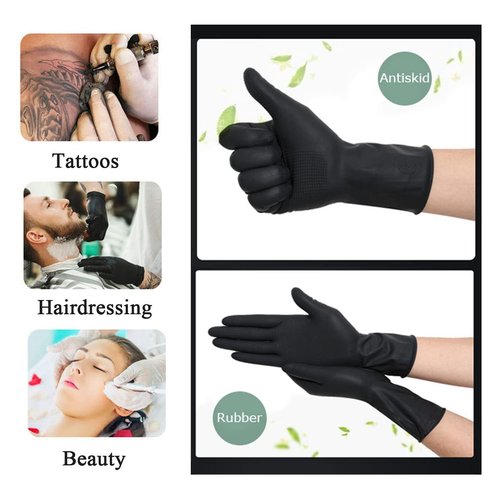VOVCIG 1 Left+1 Right Hair Dye Gloves, 1 Pairs Professional Hair Coloring Accessories Dye Gloves Reusable for Hair Salon Hair Dyeing, Black